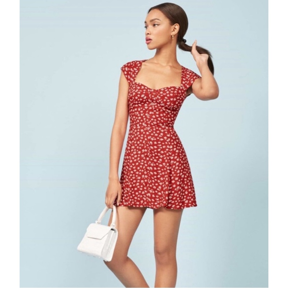 Reformation Cheri Mini Dress Red Floral 8